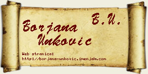 Borjana Unković vizit kartica